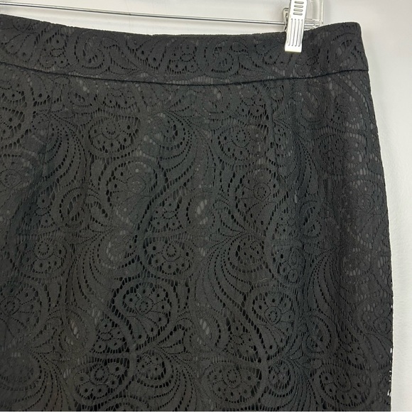 Trina Turk Black Lace Linen Blend Pencil Skirt Size 10 - Picture 3 of 8